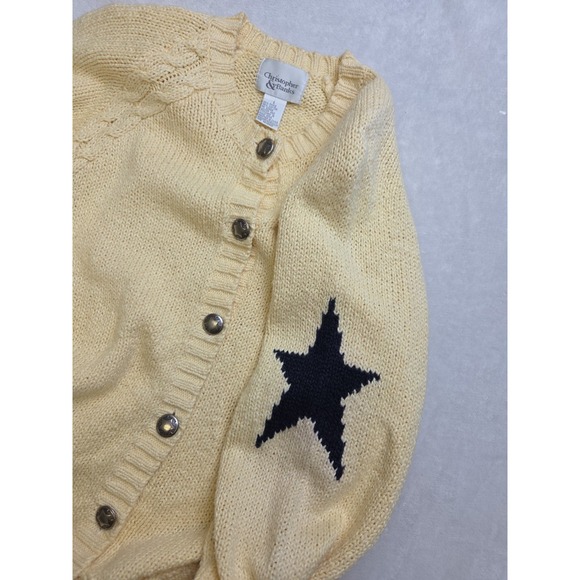 Vintage 2001 Cable Knit Star Sweater Silver Buttons Cardigan Christopher Banks L - Picture 8 of 10